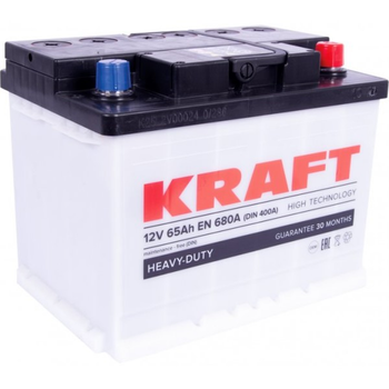 Аккумулятор 65Ач Euro (T1) 242x175x190 с обратной полярностью Kraft, 76321, /