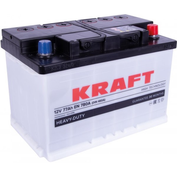 Аккумулятор 77Ач Euro (T1) 275x175x190 с обратной полярностью Kraft, 76322, /