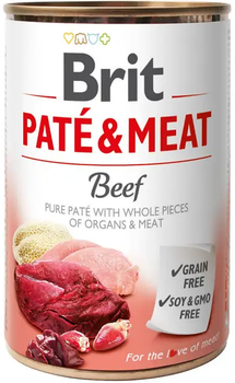Консервированный корм для собак с говядиной и индейкой Brit Pate & Meat Beef 400 г