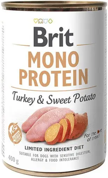 Консервированный корм для собак с индейкой Brit Mono Protein Turkey & Sweet Potato 400 г