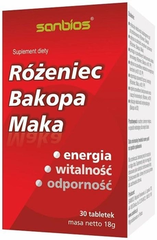 Екстракт родіоли, бакопи і маки Sanbios Różeniec Bakopa Maka 30 таблеток (SB840)
