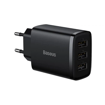 Сетевое зарядное устройство Baseus Compact Charger 17W 3USB EU Black (CCXJ020101)