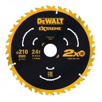 Диск пильный DeWALT EXTREME, 210 х 30 мм, 24z, ATB, 7 градусов, 7000 об/мин. (DT20432)