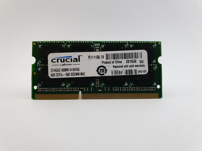 Оперативная память для ноутбука SODIMM Crucial DDR3L 4Gb 1600MHz PC3L-12800S (CT4G3S160BM.M16FKD) 11289 Б/У