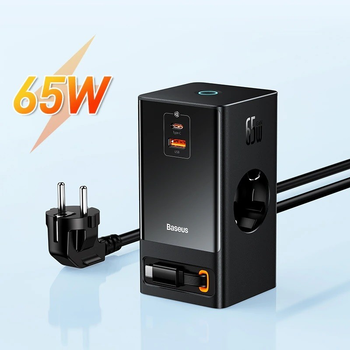 Блок живлення Baseus GaN5 65W Desktop Power Combo для MacBook/Huawei/Samsung/Asus/Google/Lenovo black