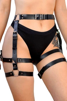 Гартеры на бедра из натуральной кожи Art of Sex - Claire Черный L/XL/2XL