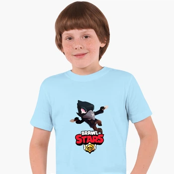 Детская футболка Бравл Старс Ворон (Brawl Stars Crow) (25186-1023) 134-140 см Хлопок Голубой