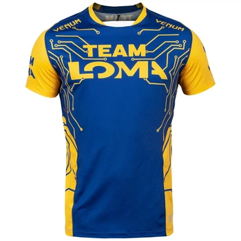 Футболка Venum Loma Fight Dry Tech T-shirt Blue Yellow (VENUM-04003-405-M)