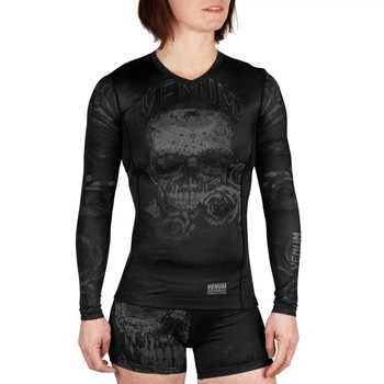 Жіночий рашгард Venum Santa Muerte 3.0 Long Sleeves Rashguard Black Black For Women (VENUM-03712-114-M)