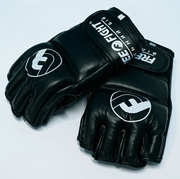 Перчатки MMA Free-Fight Gloves Black c защитой пальца (FF-FGBK-L)
