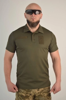 Футболка поло тактична 52 розмір XL чоловіча військова армійська футболка ПОЛО POLO оліва хакі для ЗСУ