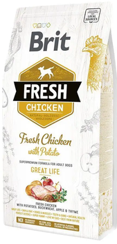 Повнораціонний корм для собак усіх порід з куркою та картоплею Brit Fresh Chicken with Potato Adult 2,5 кг