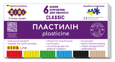 Пластилін ZiBi Classic 6 кольорів 120 г (ZB.6230)