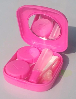 Набор для хранения контактных линз Розовый Дорожный с зеркалом