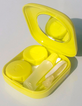 Набор для хранения контактных линз Жёлтый Дорожный с зеркалом