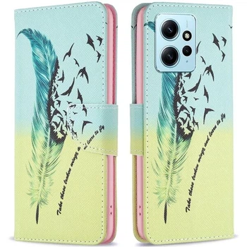 Чехол с рисунком Deexe Color Wallet для Xiaomi Redmi Note 12 - Feather