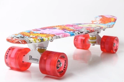 Скейт Пенні борд Penny board Graffics 22 Light Draft Pink
