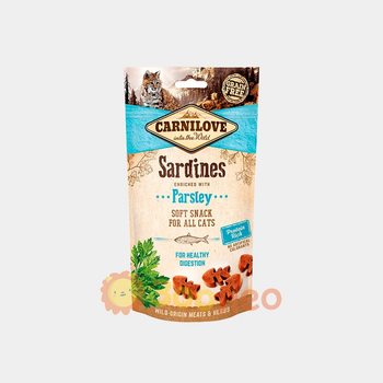 Беззерновые лакомства для кошек CARNILOVE SOFT SNACK, с сардиной и петрушкой, 50 г