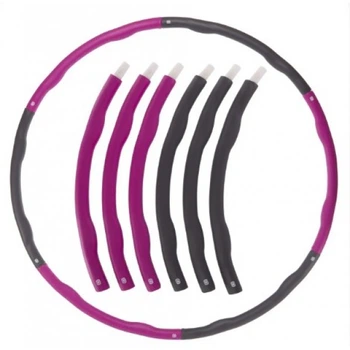 Массажный обруч Hula Hoop, для массажа, фитнеса, похудения, диаметр 105см, разборный, 8 секций, серо-фиолетовый