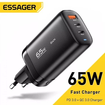 Зарядний пристрій Essager GaN Charger 2C+U 65W Black