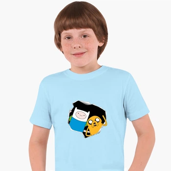 Детская футболка Время Приключений Финн и Джейк пес (Adventure Time Finn & Jake the dog) (25186-1581) 158-164 см Хлопок Голубой