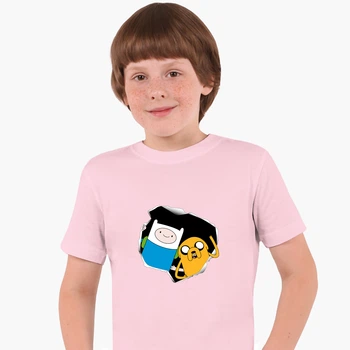 Детская футболка Время Приключений Финн и Джейк пес (Adventure Time Finn & Jake the dog) (25186-1581) 88-104 см Хлопок Розовый