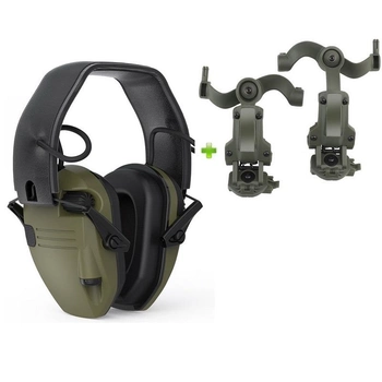 Активні навушники Tactical Force Slim + Premium кріплення на каску Чебурашка (125980pr)