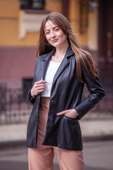 Черный пиджак из экокожи FashionYouWant S черный 43442167