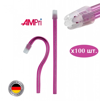 Слиновідсмоктувачі одноразові стоматологічні зі з'ємним ковпачком AMPri 150х8мм рожеві 100 шт