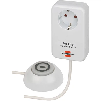 Адаптер розетка Brennenstuhl Eco Line Comfort Switch 1 розетка вимикач 220В 16А 3500 Вт білий(1508220)
