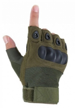 Тактичні рукавички без пальців Тактичні рукавички безпалі Розмір M Зелений (олива)