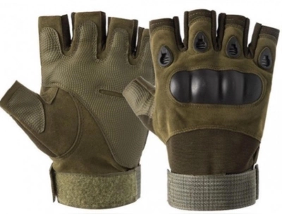 Тактические перчатки без пальцев Перчатки тактические беспалые Размер M Зеленый (олива)