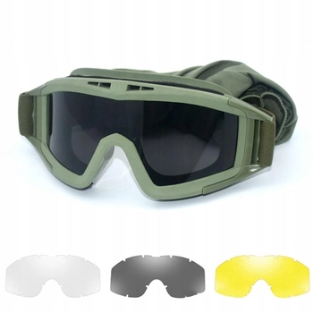 Тактичні окуляри маска зі змінними лінзами балістичні окуляри для військових олива