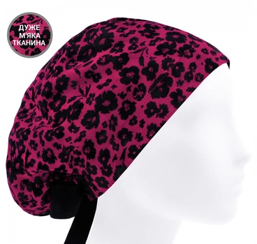 Медицинская шапочка женская HeadwearUniverse универсальная принт Цветочки на фуксии