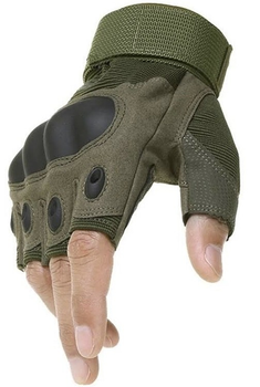 Тактические перчатки без пальцев Армейские беспалые военные тактические перчатки Размер XL Зеленые (Олива)