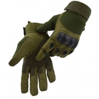 Тактические перчатки с пальцами Армейские полнопалые военные перчатки Размер M Зеленые (Олива)