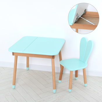 Комплект ARINWOOD Зайчик Desk с ящиком Бирюзовый (столик + стульчик) 04-025B-DESK