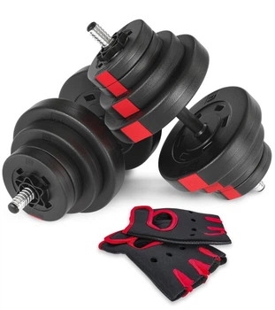 Гантели композитные Hop-Sport 2х20кг PRO с перчатками (2 пары)