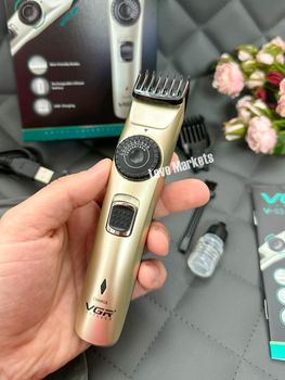 Аккумуляторная машинка для стрижки волос VGR V-031 триммер для бороды и усов с 2 сменными насадками