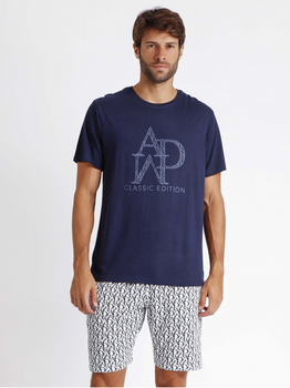 Піжама (футболка + шорти) чоловіча бавовняна Admas Classic 60254 L Темно-синя (8433623657429)