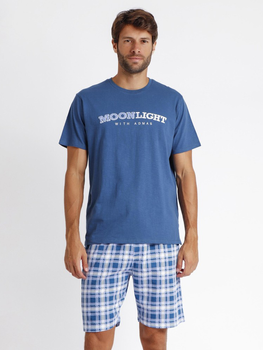Піжама (футболка + шорти) чоловіча бавовняна Admas 60259 S Блакитна (8433623662522)