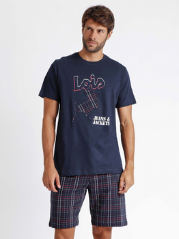 Піжама (футболка + шорти) чоловіча бавовняна Admas Lois 60956 L Темно-синя (8433623649301)
