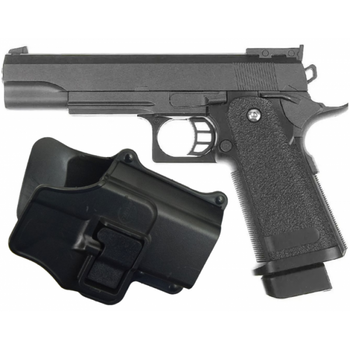Страйкбольний пістолет з Кобурою Colt M1911 Hi-Capa Galaxy G6+ метал чорний