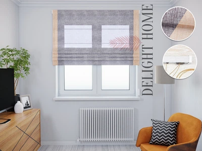 Римская штора система Light I&H Лен Файн Серый с боковыми кантами 40*170 см