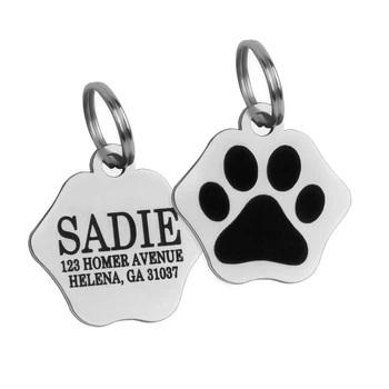 Адресник для Котов BronzeDog из Нержавеющей Стали Лапка Серебристый 20*20 мм (90371)