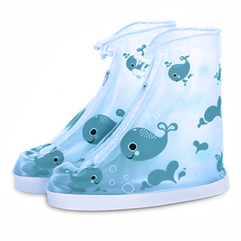 Дитячі гумові бахіли Lesko на взуття від дощу Кіт Blue 20.2 см захист від промокання для дітей