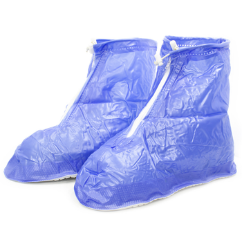 Резиновые бахилы Lesko SB-101 Синий 30 см на обувь от дождя многоразовые водонепроницаемые