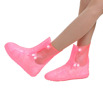 Защитные резиновые бахилы на обувь Lesko SB-108 Розовый 25.2 см чехол от дождя слякоти на кнопках