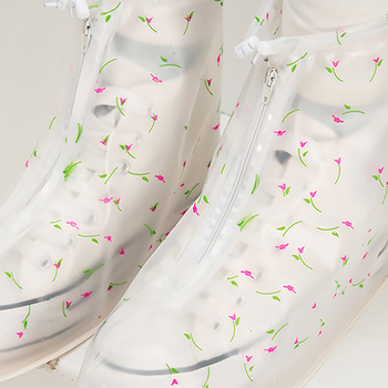 Резиновые бахилы Lesko SB-102 Цветочки на обувь от дождя 25 см защита от грязи