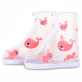 Детские резиновые бахилы Lesko Кит розовый на обувь от дождя 20.2 см защита от промокания для детей